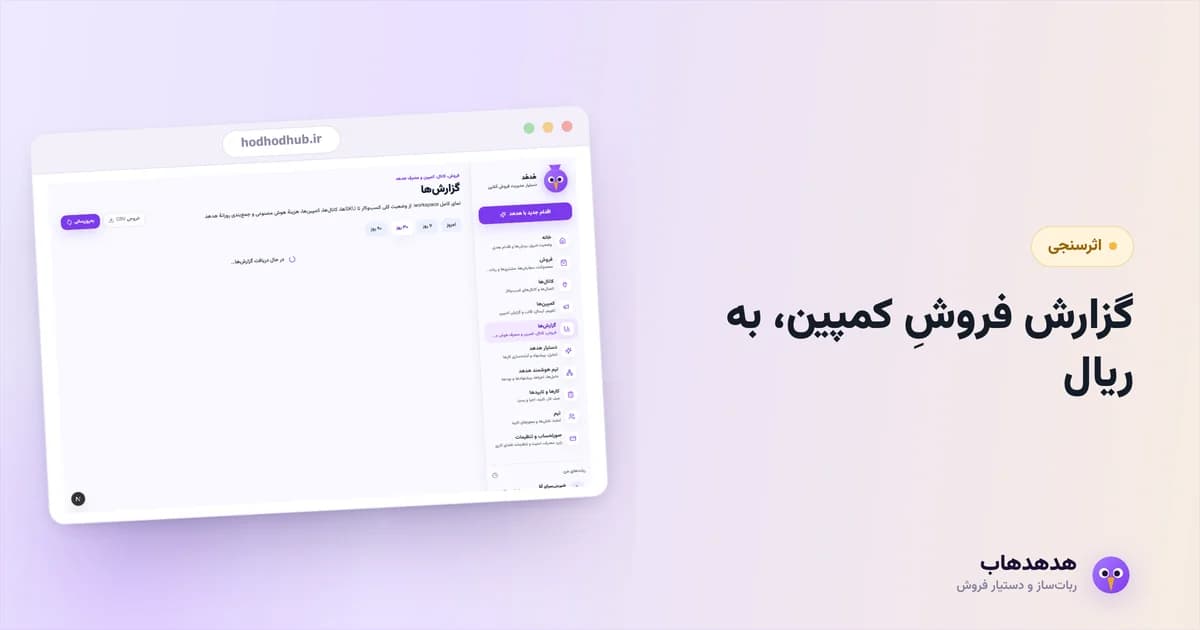 داشبورد گزارش‌های هدهدهاب با نرخ تحویل و فروش منتسب به کمپین